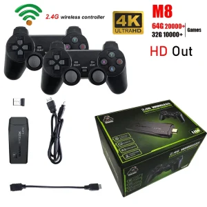 BOYHOM 4K HD Video Game Console 2.4G Double Wireless Controller