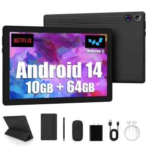 Android 14 10 inch Tablet, +Keyboard & Mouse Set